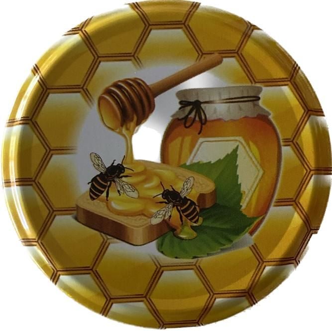 Arı ve Bal Desenli Kavanoz Kapağı - 82mm