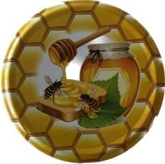 Arı ve Bal Desenli Kavanoz Kapağı - 82mm